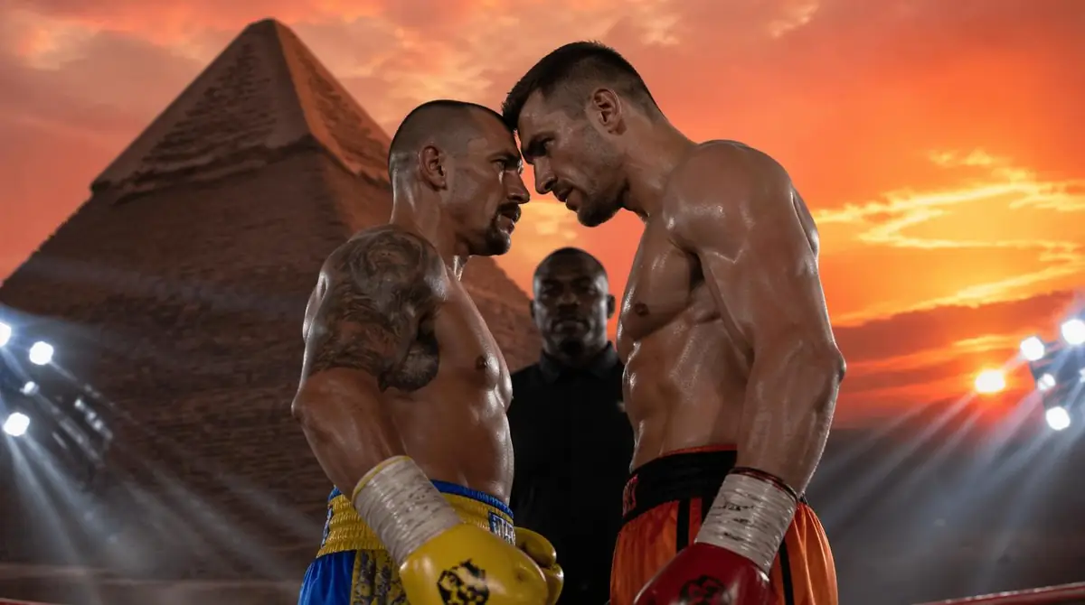 Oleksandr Usyk holding WBA, WBC, IBF and WBO heavyweight belts after becoming undisputed champion